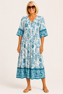 Angela Floral V-Neck Bohemian Midi Dress