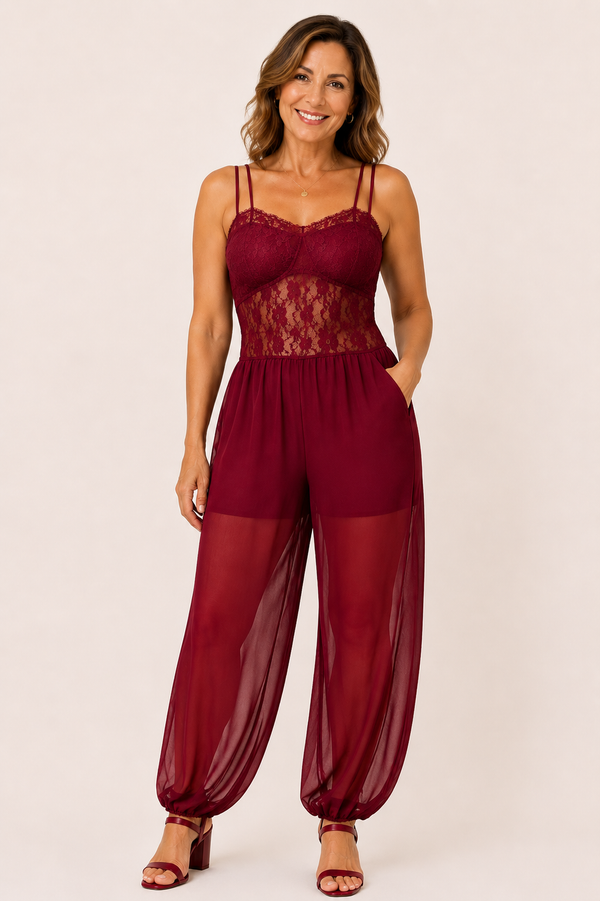 Lizzy Flowing Lace Halter Jumpsuit