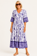 Angela Floral V-Neck Bohemian Midi Dress
