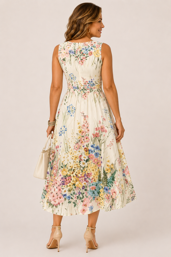 Julia Sleeveless Floral Midi Dress