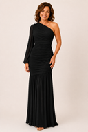 Chloe Ruched Mesh One-Shoulder Maxi Dress
