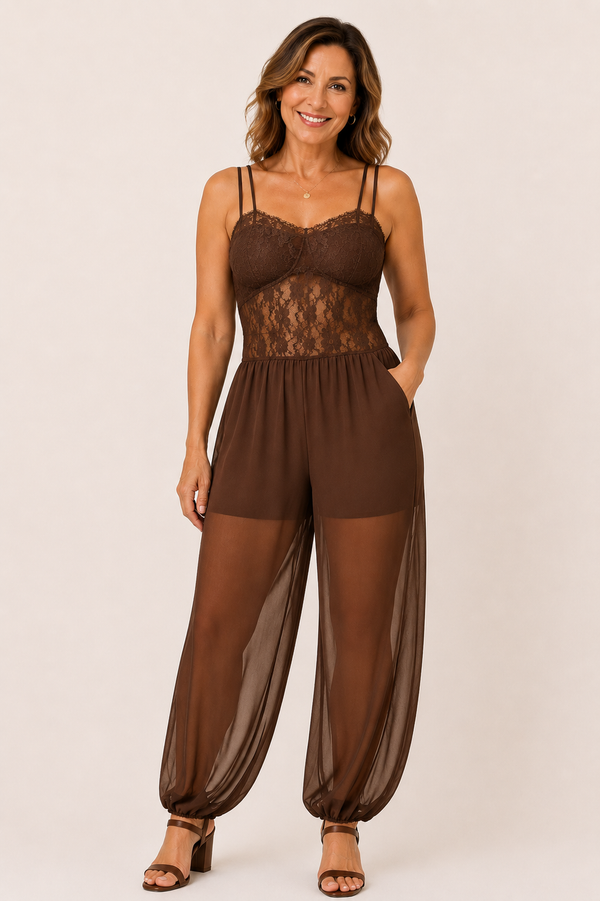 Lizzy Flowing Lace Halter Jumpsuit