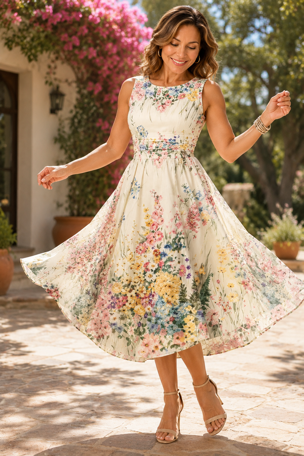 Julia Sleeveless Floral Midi Dress