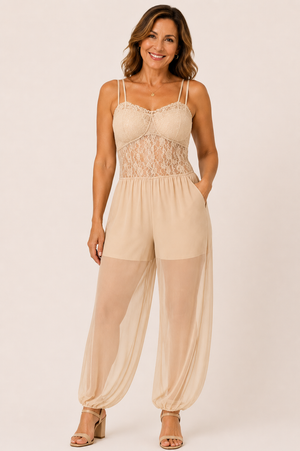 Lizzy Flowing Lace Halter Jumpsuit