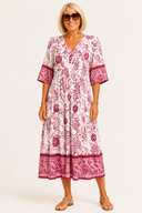 Angela Floral V-Neck Bohemian Midi Dress
