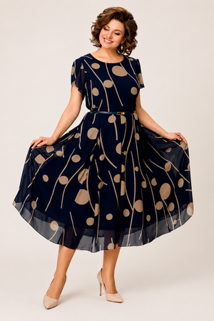 Victoria Polka Dot Chiffon Midi Dress