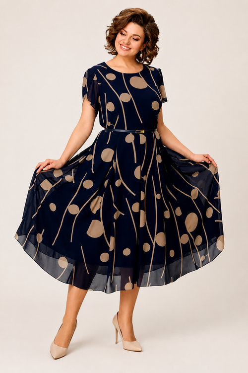 Victoria Polka Dot Chiffon Midi Dress
